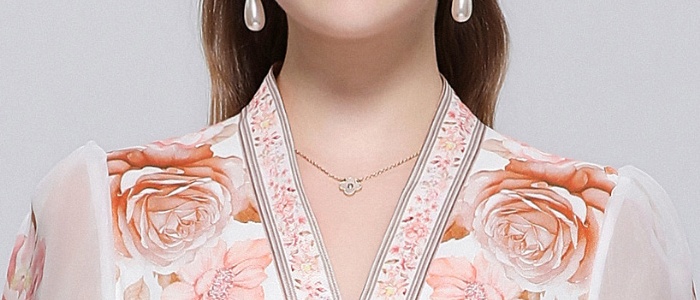 Printing V-neck long dress big skirt dress for women