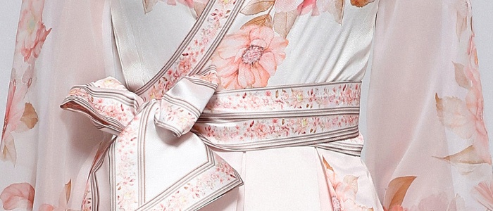 Printing V-neck long dress big skirt dress for women