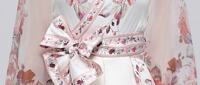 Printing V-neck long dress court style dress for women