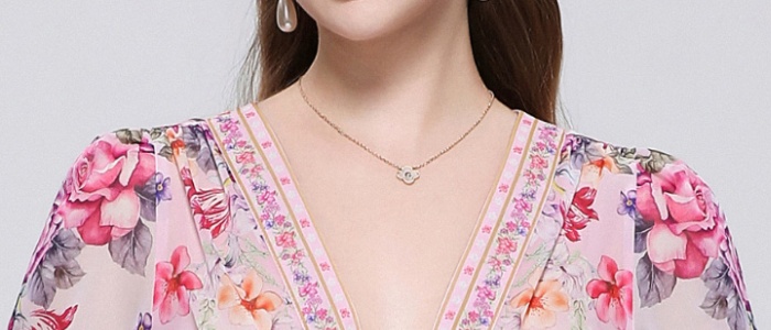 Big skirt V-neck dress printing retro long dress