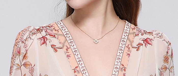 Lantern sleeve court style long dress printing dress for women