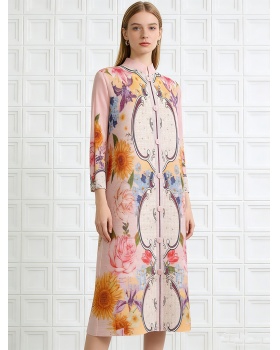 Show young nine points sleeve dress slim straight hair