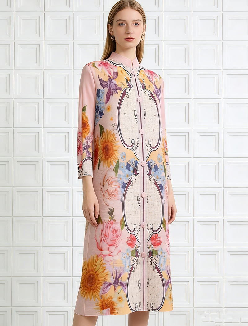 Show young nine points sleeve dress slim straight hair