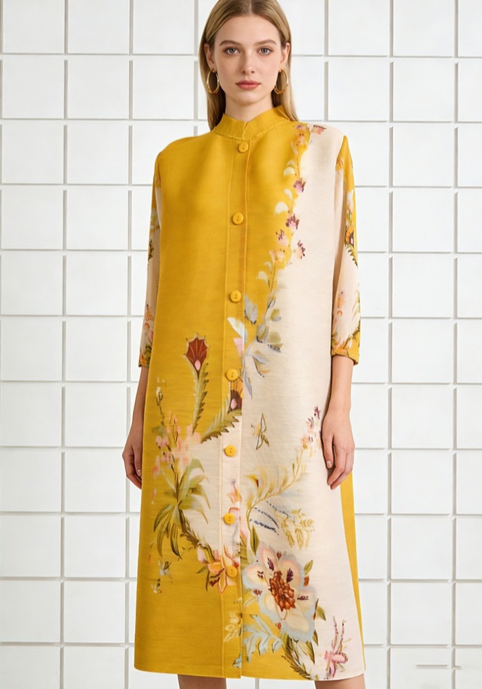 Show young nine points sleeve dress slim straight hair