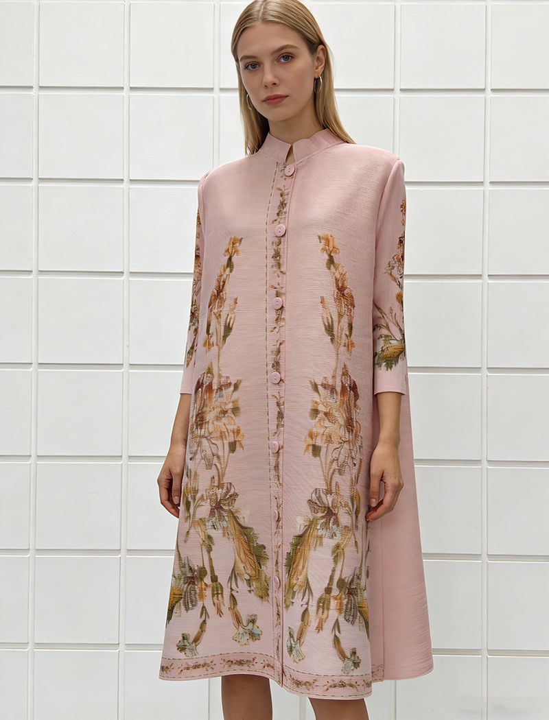 Show young nine points sleeve dress slim straight hair