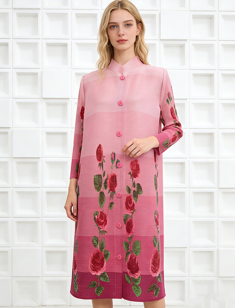 Show young nine points sleeve dress slim straight hair