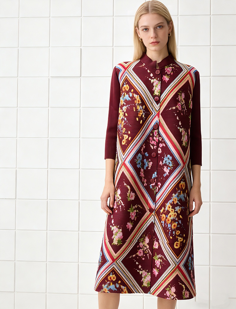 Show young nine points sleeve dress slim straight hair