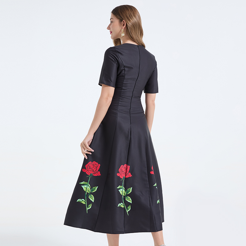 European style dress pinched waist formal dress