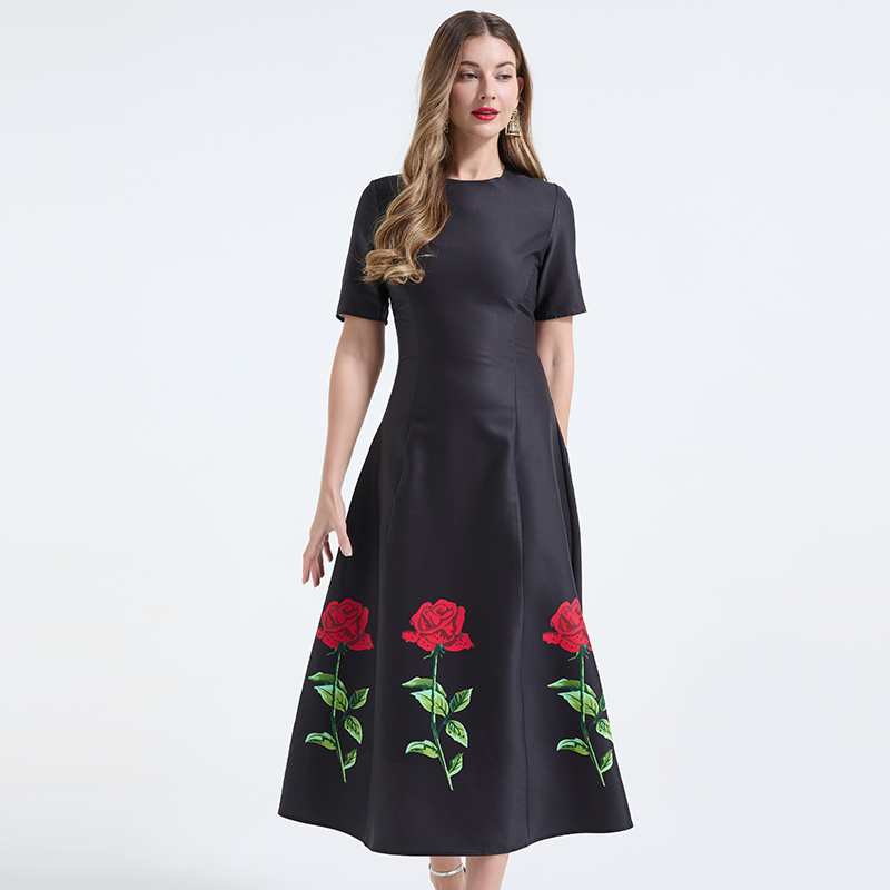 European style dress pinched waist formal dress