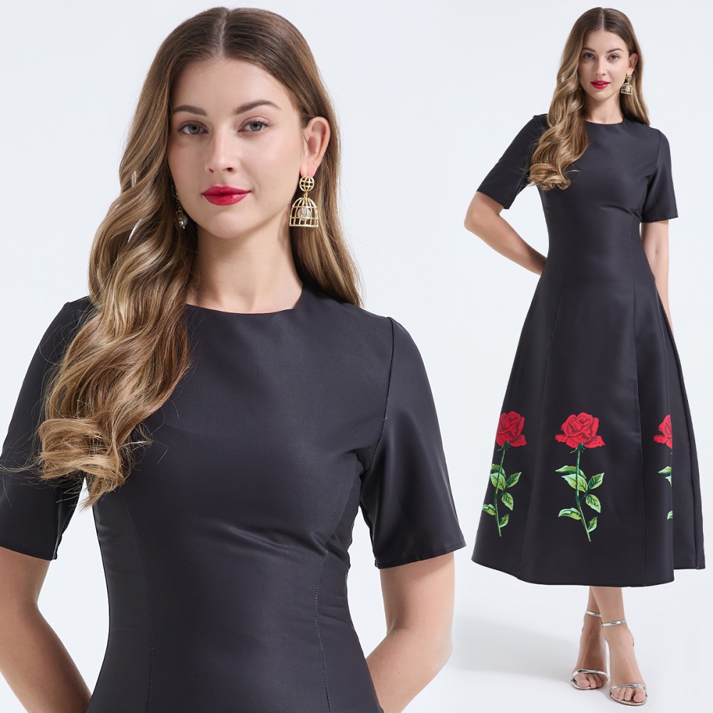 European style dress pinched waist formal dress