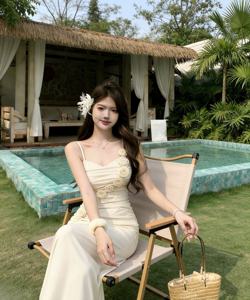 Sexy sling France style long dress mermaid slim gauze dress