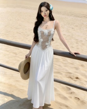 Splice sling gauze beach dress summer unique tender dress