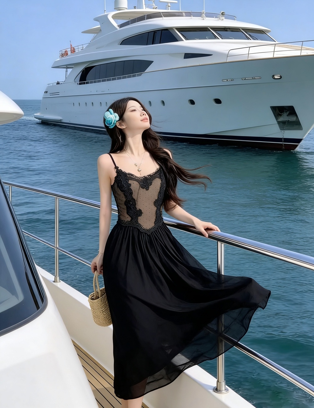 Splice sling gauze beach dress summer unique tender dress