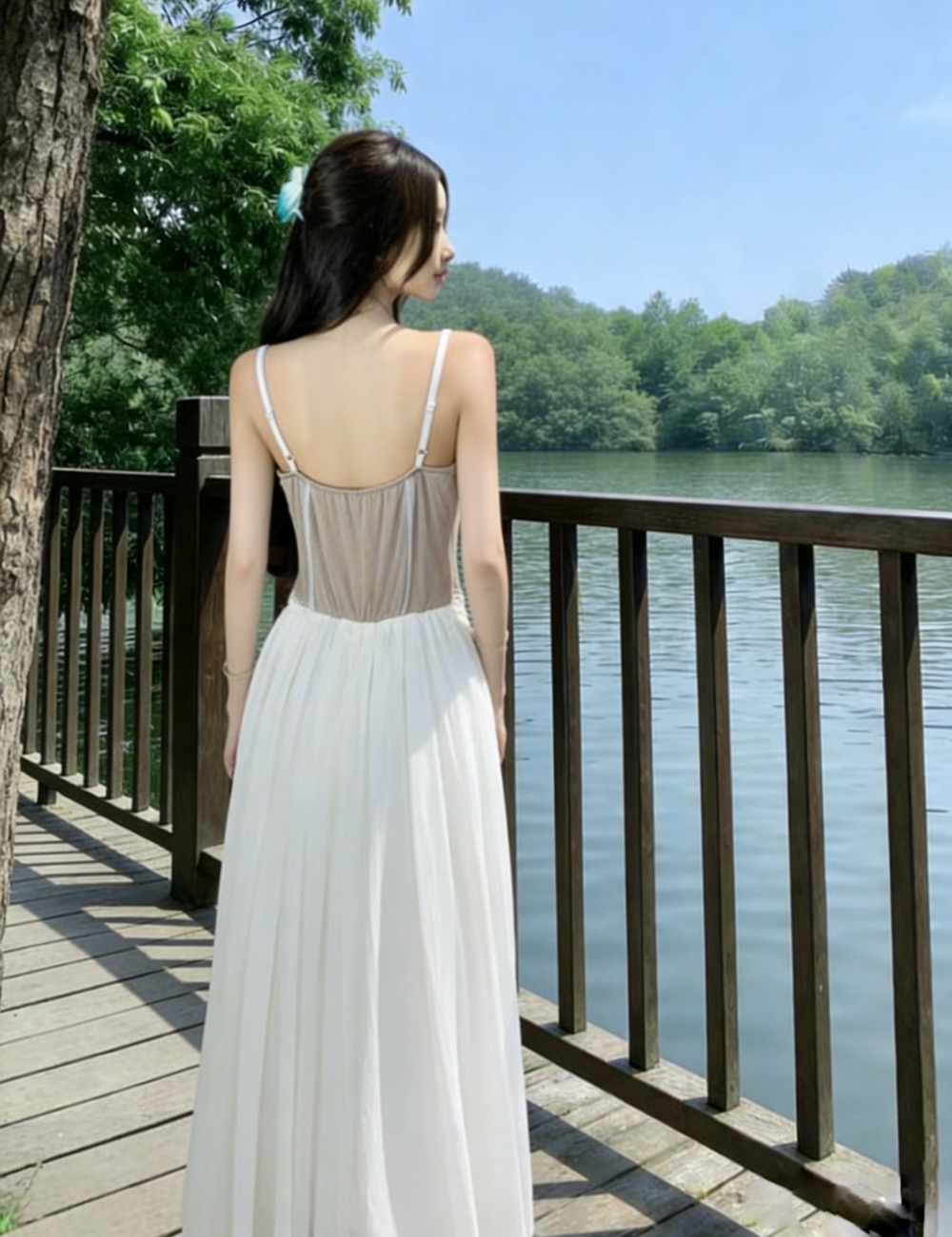 Splice sling gauze beach dress summer unique tender dress