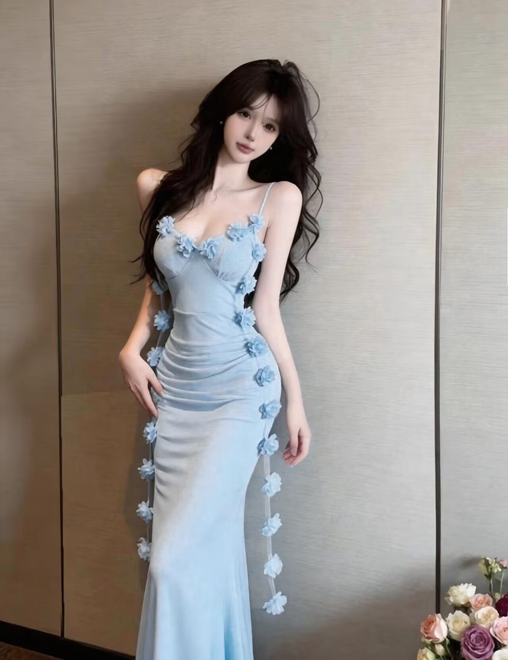 Vacation France style dress sandy beach spicegirl vest