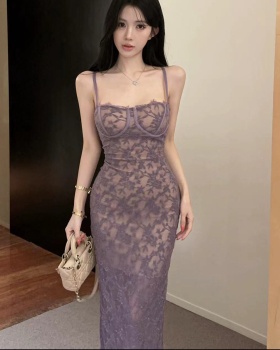 Enticement perspective strap dress lace sexy dress