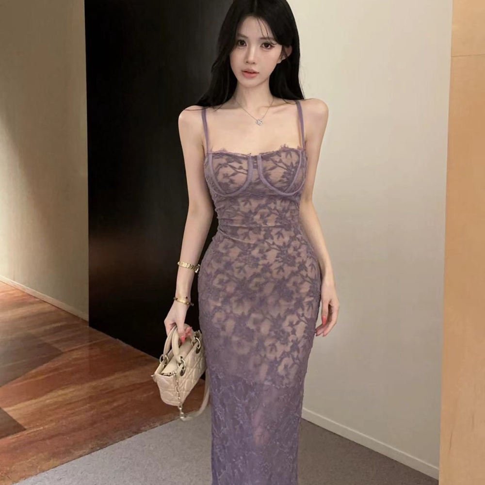 Enticement perspective strap dress lace sexy dress