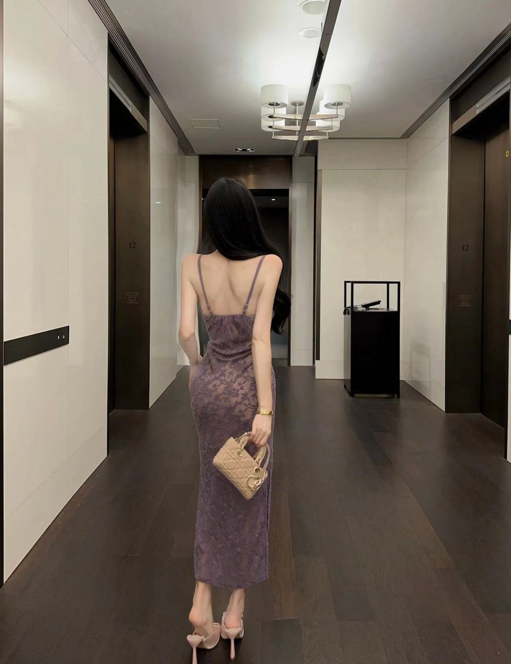 Enticement perspective strap dress lace sexy dress