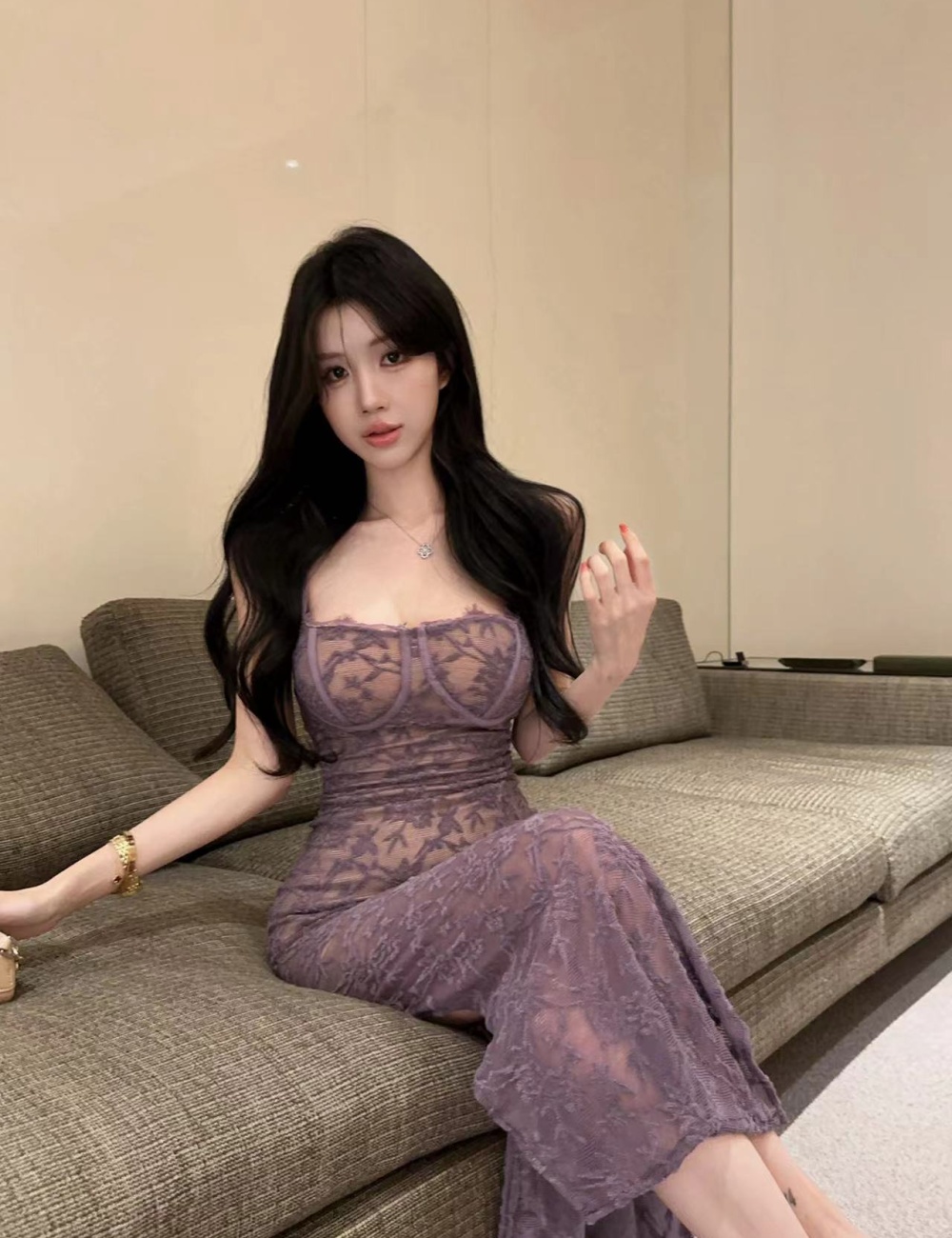 Enticement perspective strap dress lace sexy dress