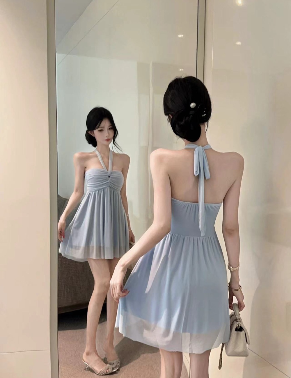 Bow gauze spicegirl T-back