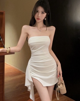Package hip wrapped chest bottoming short sexy irregular dress