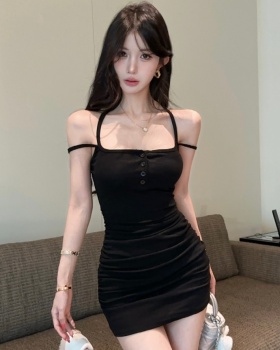 Cross package hip sexy tight short beauty back dress