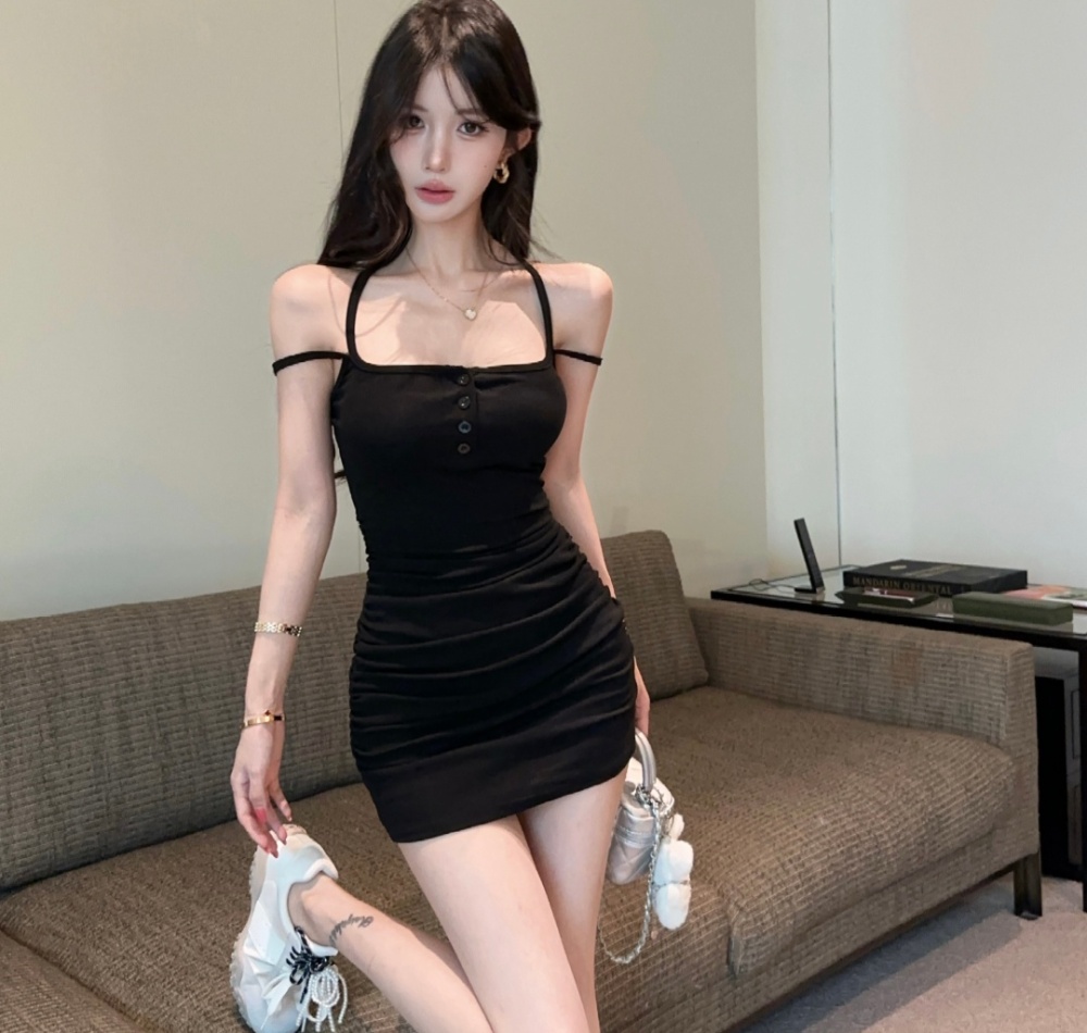 Cross package hip sexy tight short beauty back dress