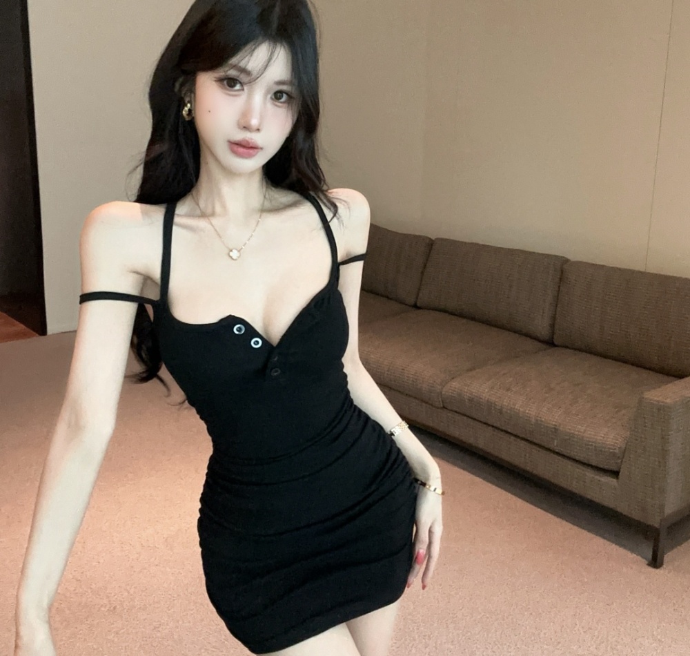 Cross package hip sexy tight short beauty back dress