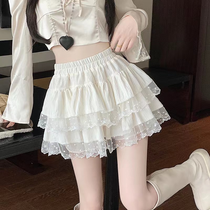 Lace ballet puff skirt cake anti emptied short skirt for women