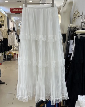 Cake summer white skirt lace loose long skirt for women