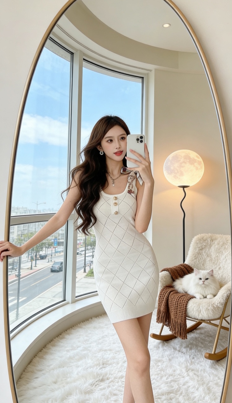 Summer knitted dress with with scarves sleeveless dress