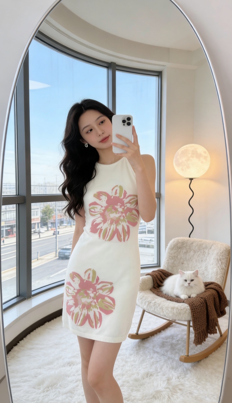 Simple chanelstyle T-back France style knitted dress