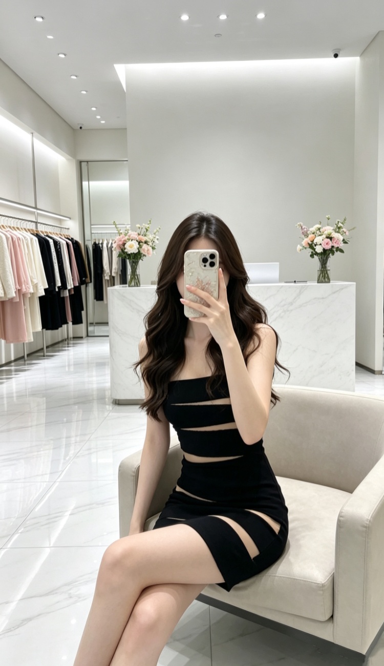 Small fellow sexy black package hip fashionable dress