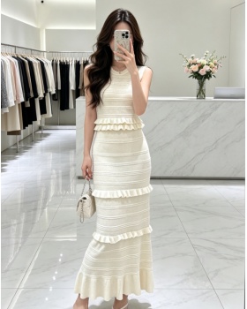 Summer pinched waist dress elegant long dress