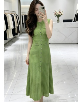 Knitted summer long dress black dress for women