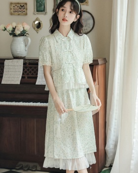 Puff sleeve sweet green tops 2pcs set for women