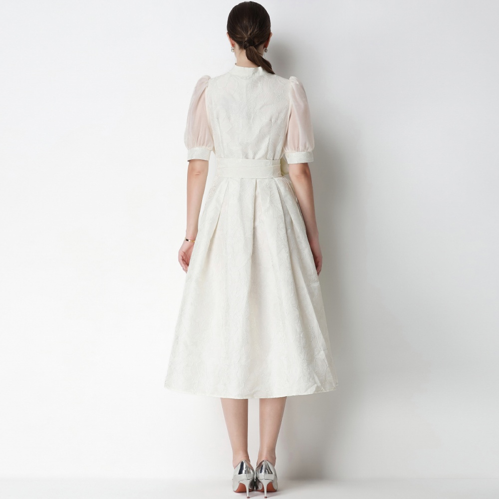 Round neck long dress jacquard dress for women