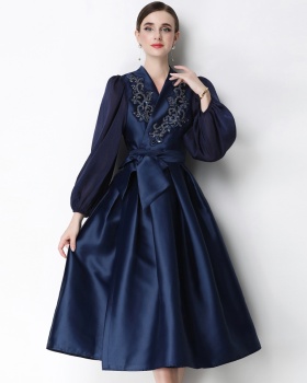 Elegant V-neck formal dress temperament dress