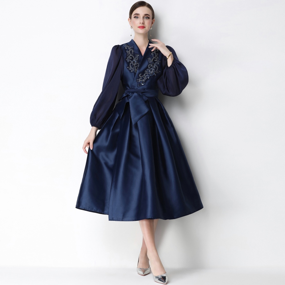 Elegant V-neck formal dress temperament dress