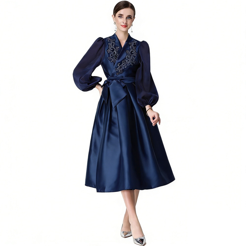 Elegant V-neck formal dress temperament dress