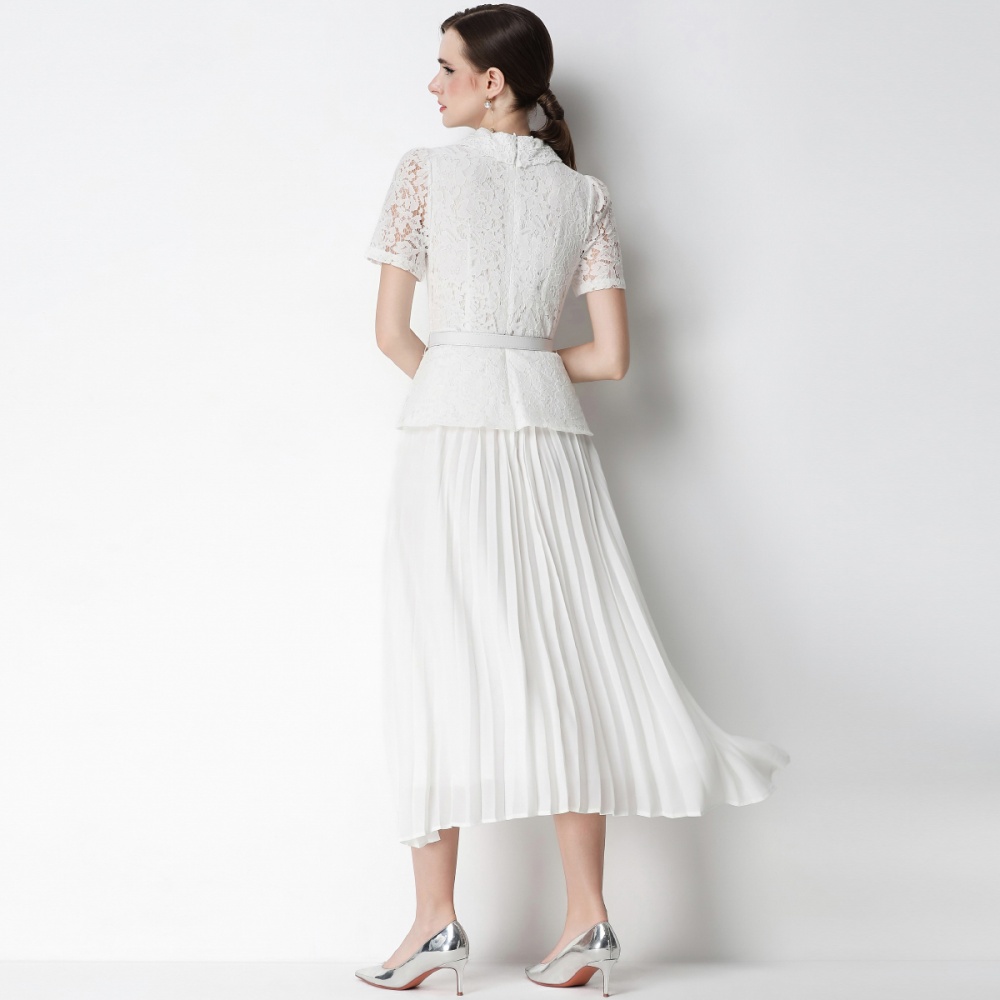 Doll collar slim chanelstyle pleated dress