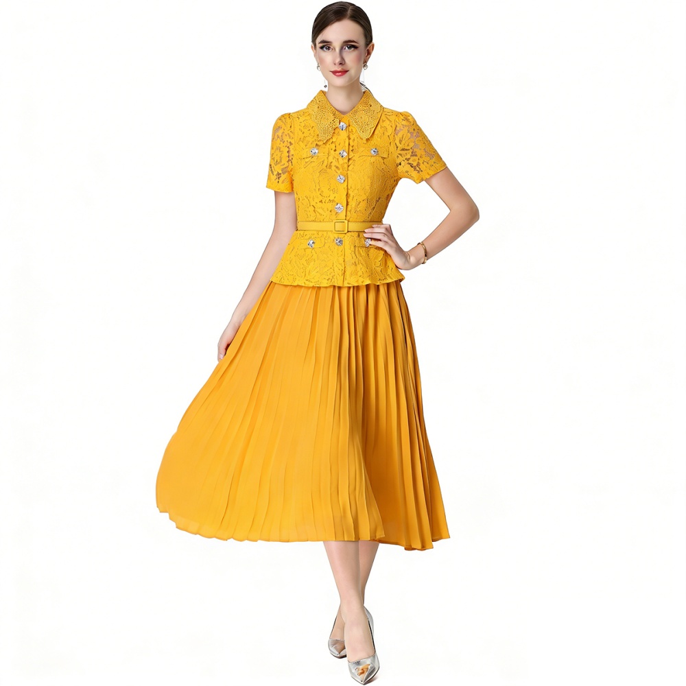 Light luxury high waist with belt chanelstyle long dress