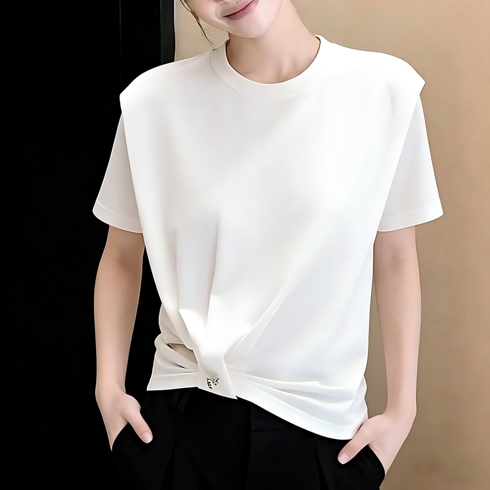 Summer commuting T-shirt round neck tops for women