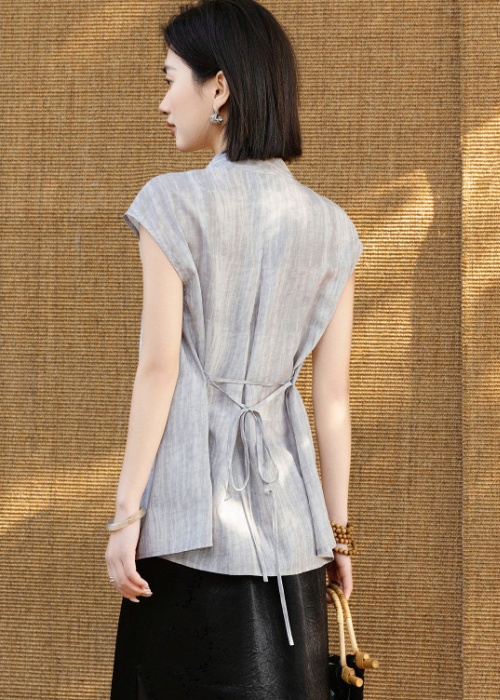 V-neck artistic slim cross summer shirt for women