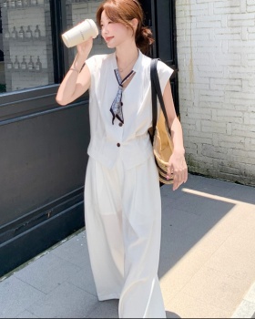 Korean style wide leg pants commuting scarves a set