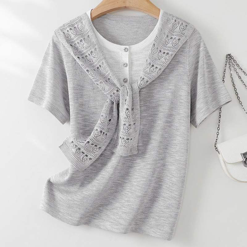 Slim short sleeve sweater summer T-shirt