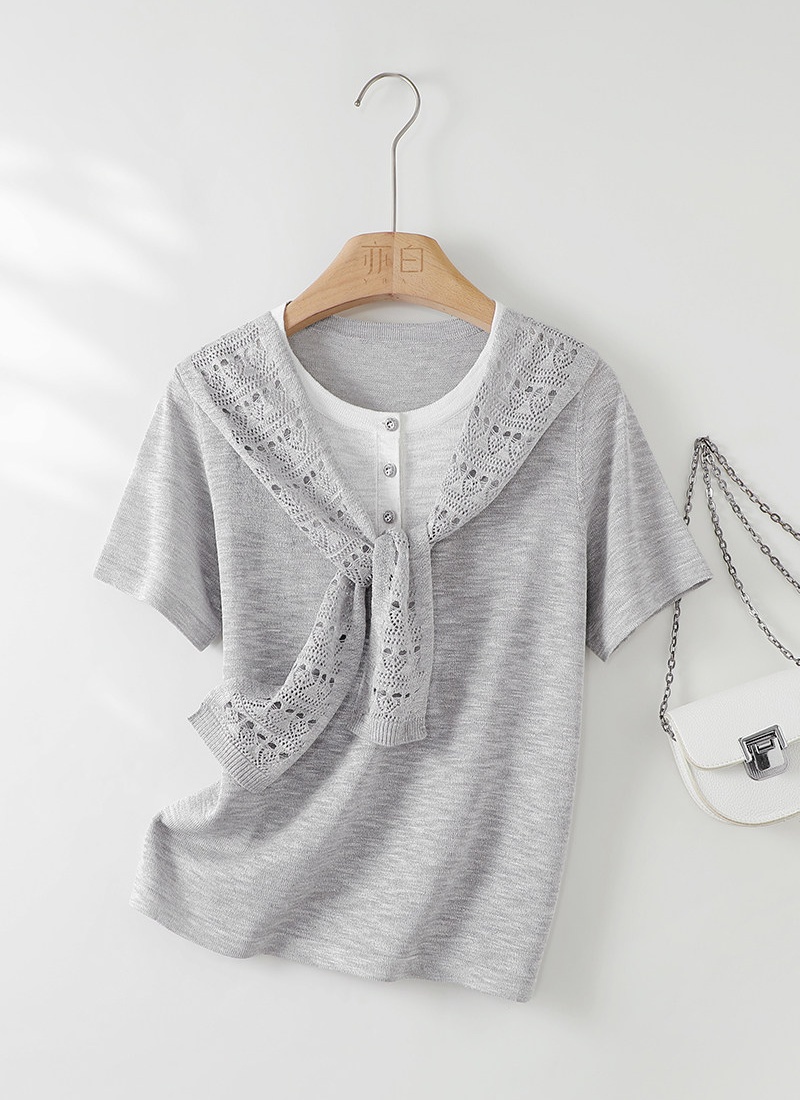 Slim short sleeve sweater summer T-shirt