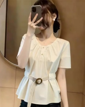 Fat fashion white tops show young large yard shirt for women