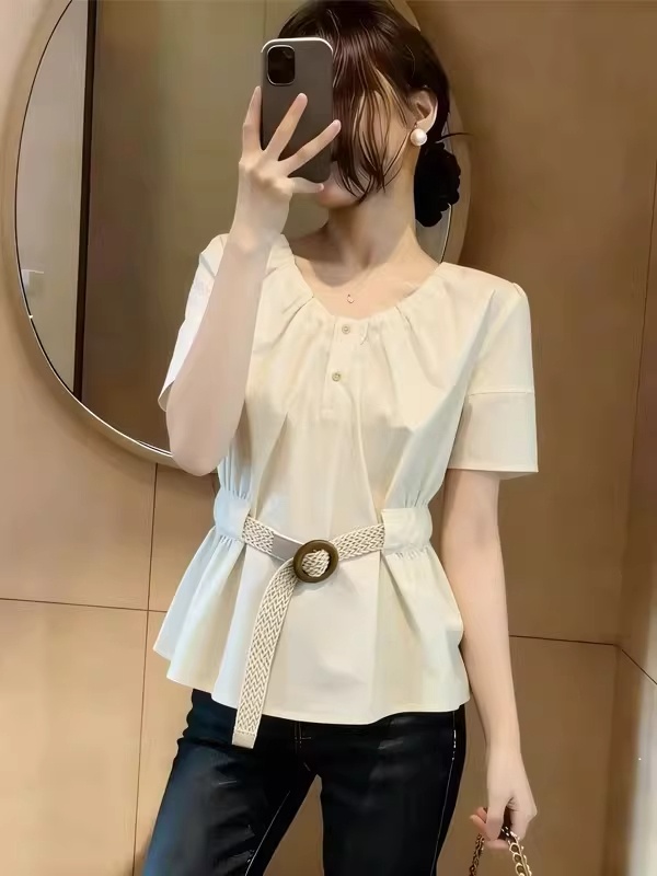 Fat fashion white tops show young large yard shirt for women