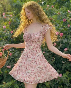 France style elegant summer printing dress for women